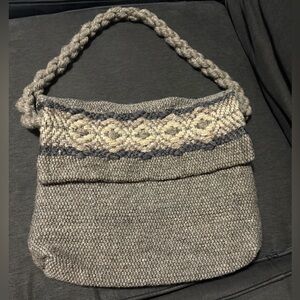 Boho Gray and Cream Knit Women's Bag